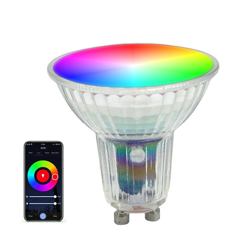 Custom Tuya Zigbee GU10 LED Bulbs RGBCW Ra90 5 Watt Gu10 Led Spotlight 350 Lumen 230V